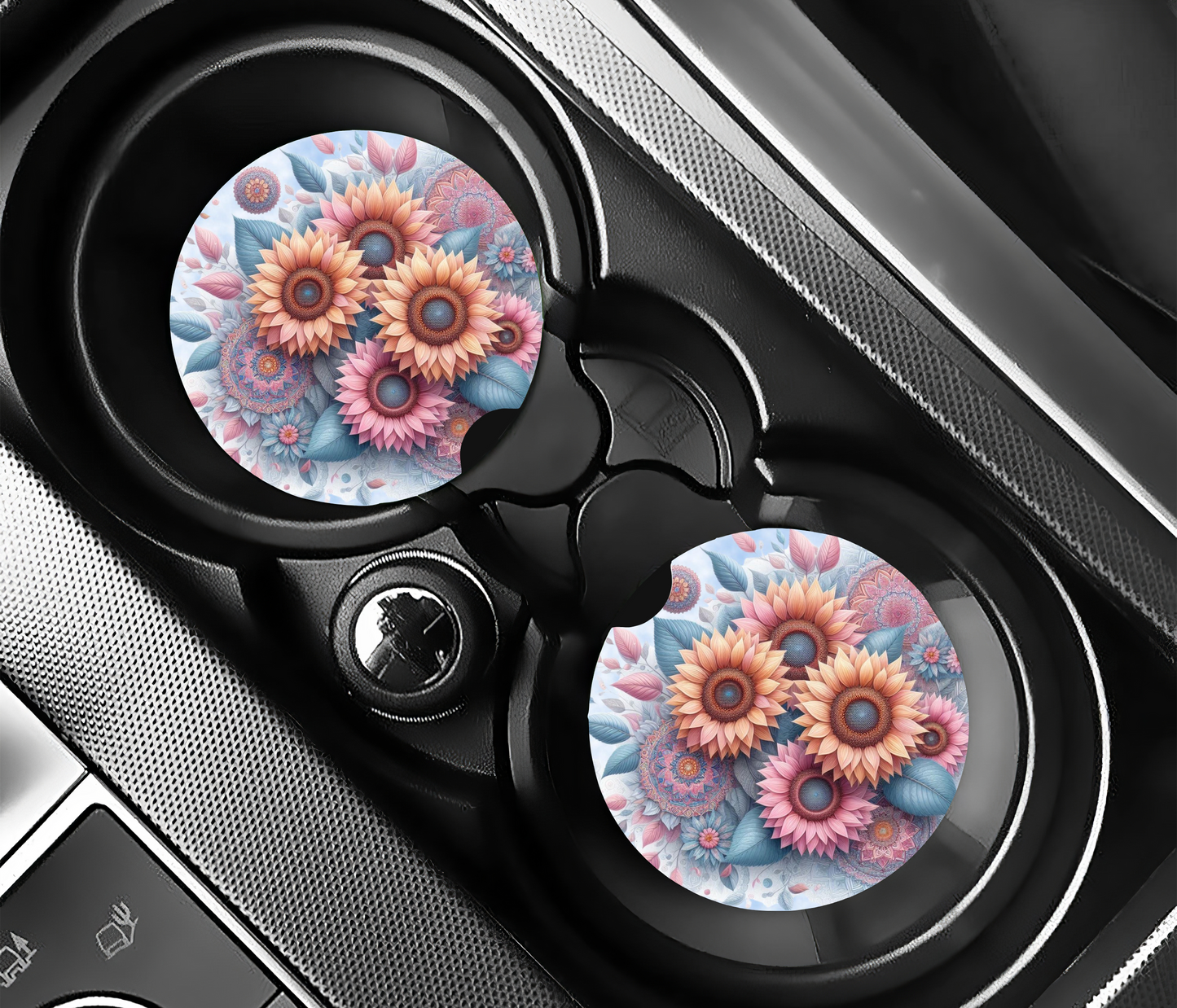 Pastel Flowers Car Coasters