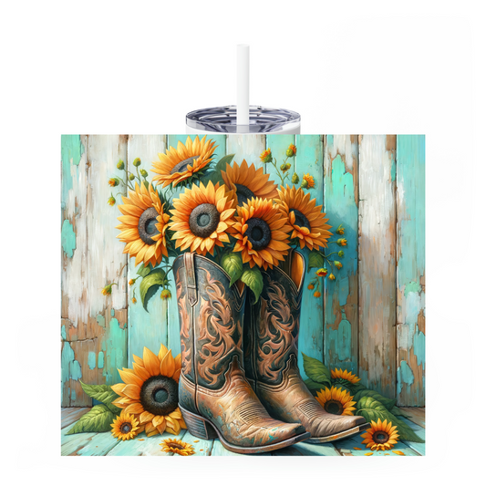 Sunflower Western Boots Tumbler