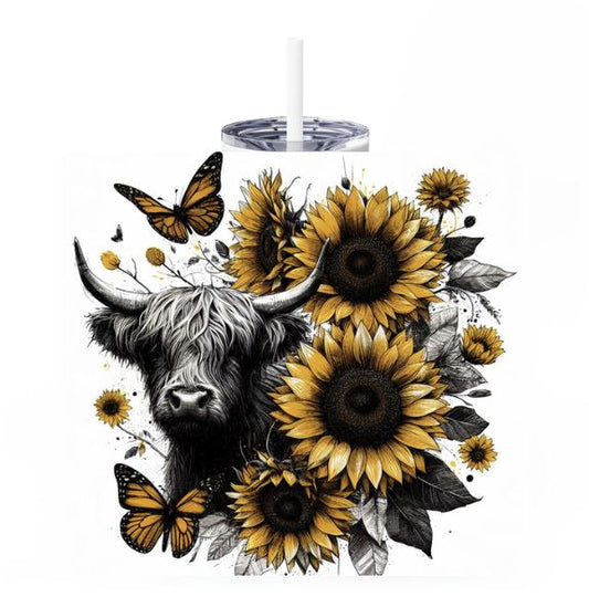 Highland Cow Sunflowers 20oz Tumbler